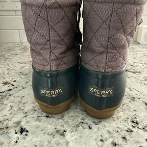 Sperry Quilted Waterproof Boots - Navy bottom with grey top.